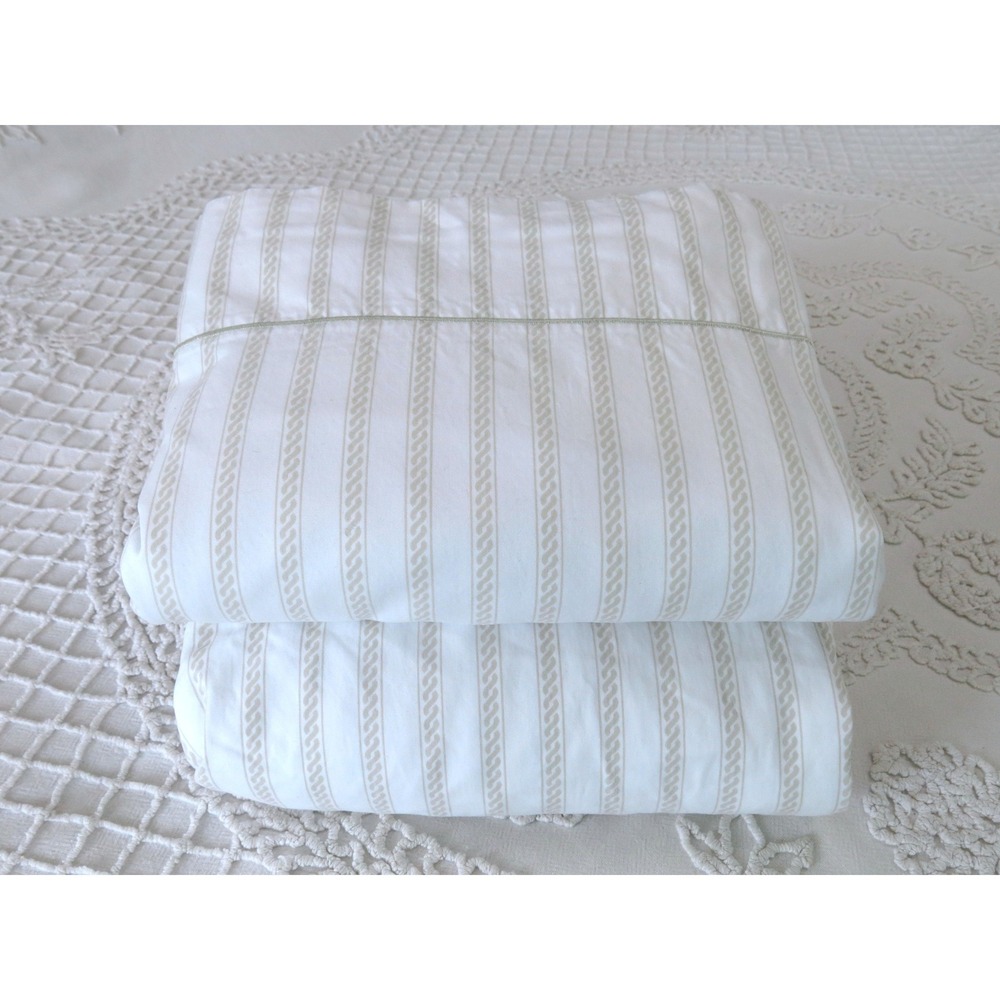 Northern Nights Queen Sheet Set Cotton Tencel Lyocell White Sage Green Stripe